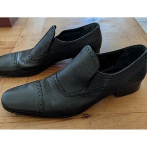 Bally Danube slipon Black cap toe 12 US men leather Swiss made 11 E Euro EUC